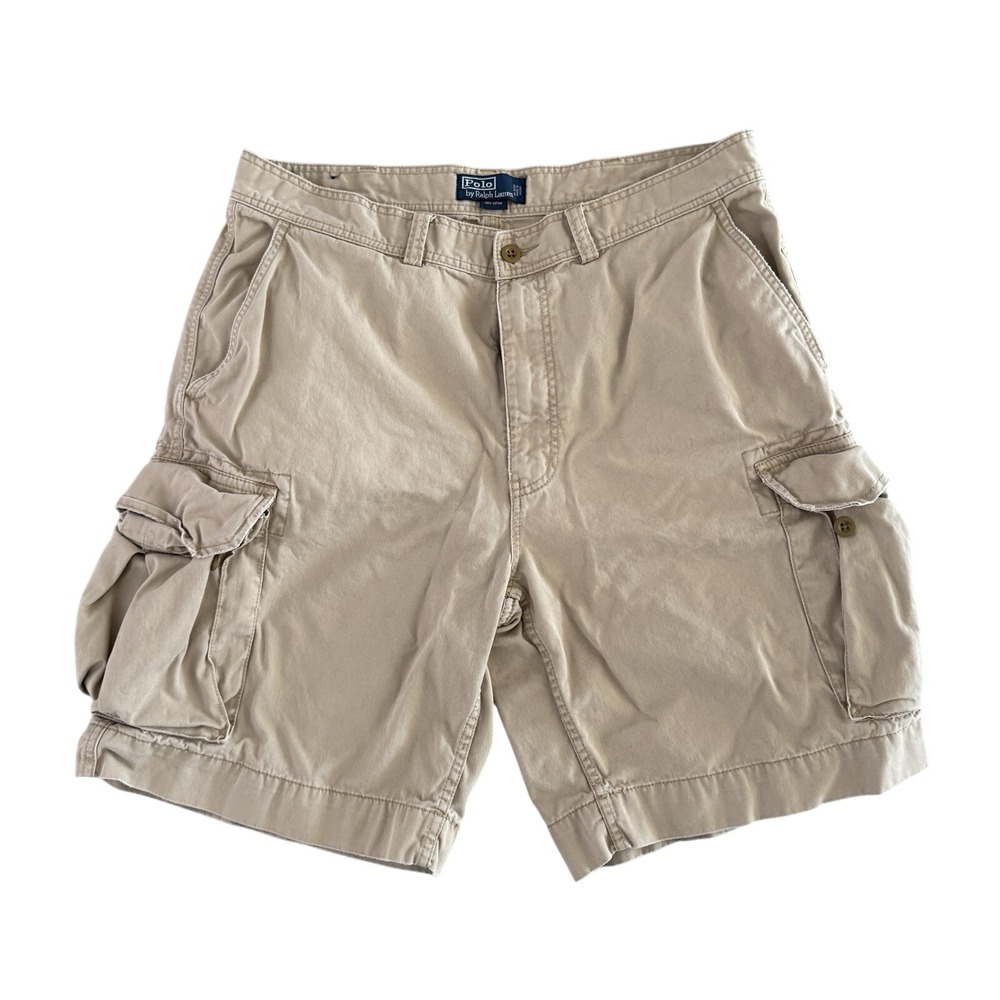 Polo Ralph Lauren Cargo Shorts Mens 38 Khaki Tan Polo 67‎ Chino Cotton Twill